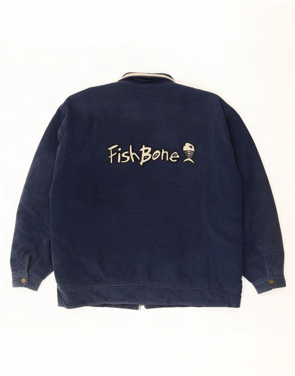 Męska kurtka sztruksowa Fishbone Graphic UK 42 XL, granatowa, bawełniana w bloki kolorów