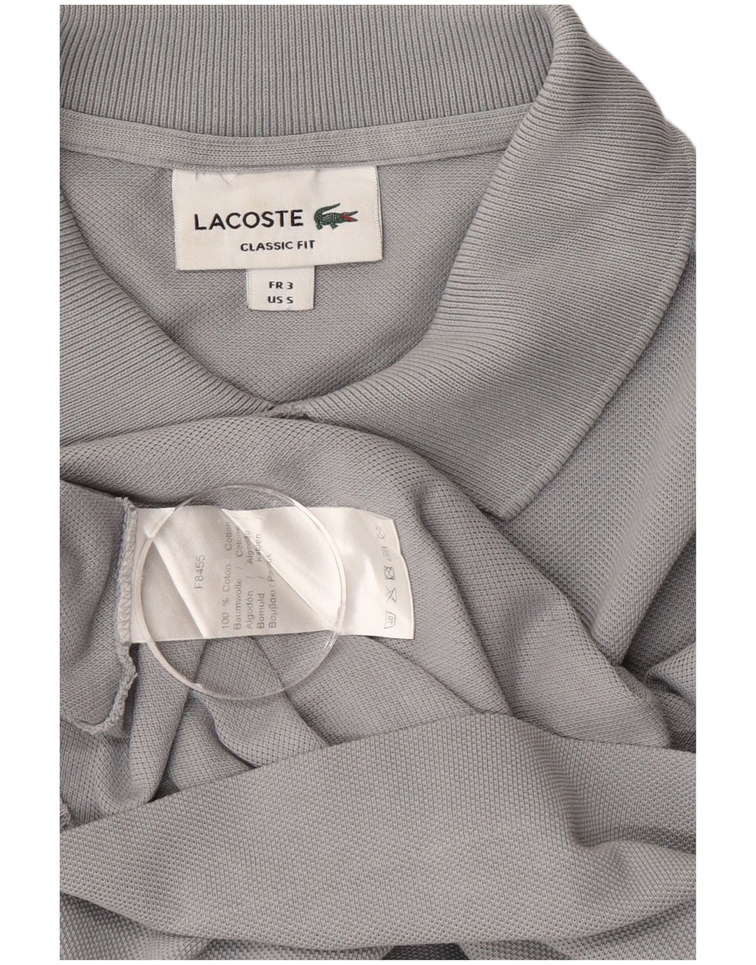 Męska koszulka polo Lacoste o klasycznym kroju, rozmiar 3, mała, szara, bawełniana