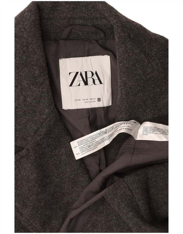 Damski płaszcz oversize z podwójnymi piersiami ZARA UK 6 XS, szary poliester