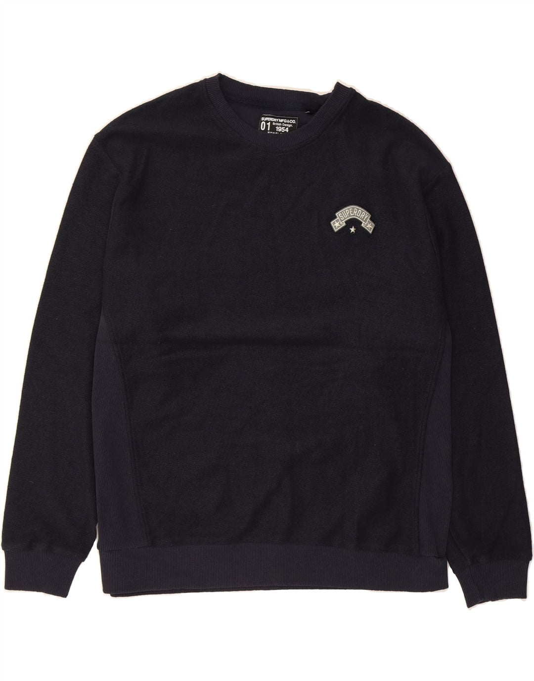 SUPERDRY Womens Oversized Sweatshirt Jumper UK 12 Medium Navy Blue Cotton Vintage Superdry and Second-Hand Superdry from Messina Hembry 