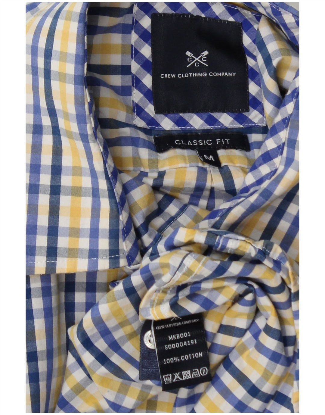 Crew Clothing Męska koszula o klasycznym kroju, bawełniana w średnią niebieską kratkę