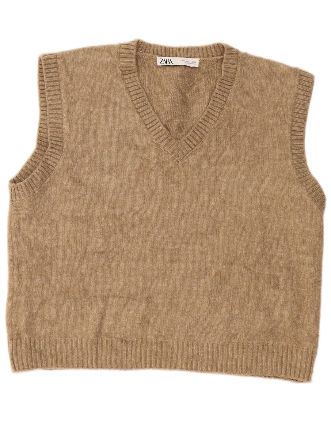 Damski podkoszulek Zara Crop Vest UK 16, duży, beżowy poliester