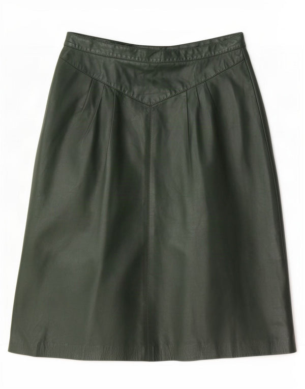 Vintage Womens Leather Skirt Medium W28 Green