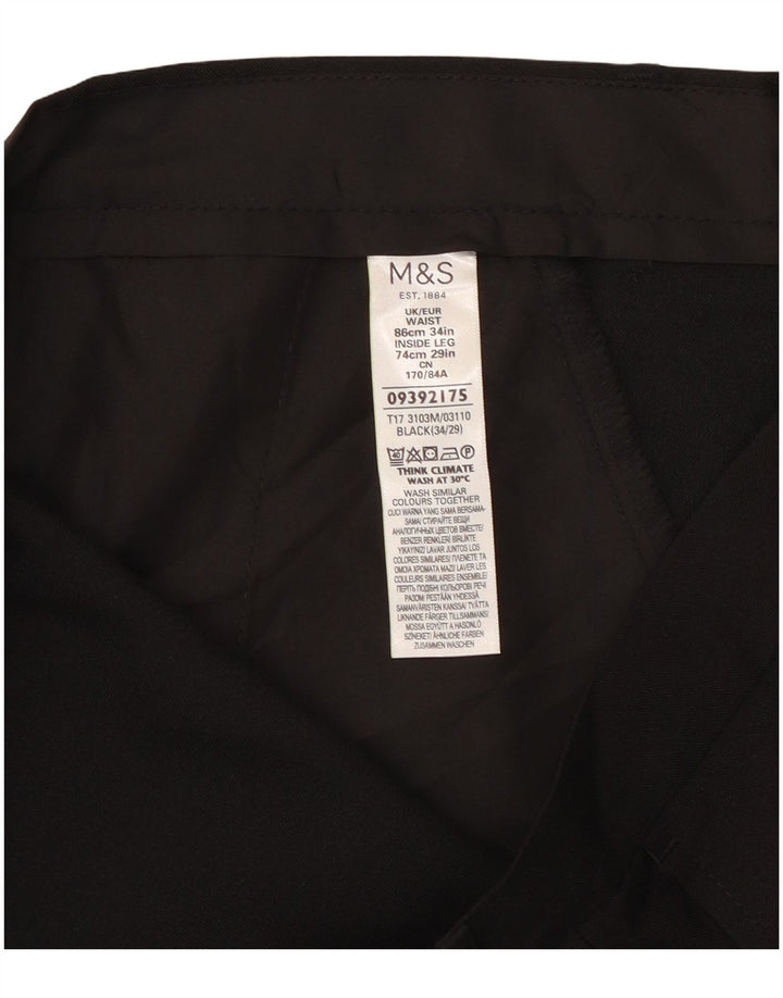 Męskie proste spodnie chino Marks & Spencer W34 L29 Czarny poliester