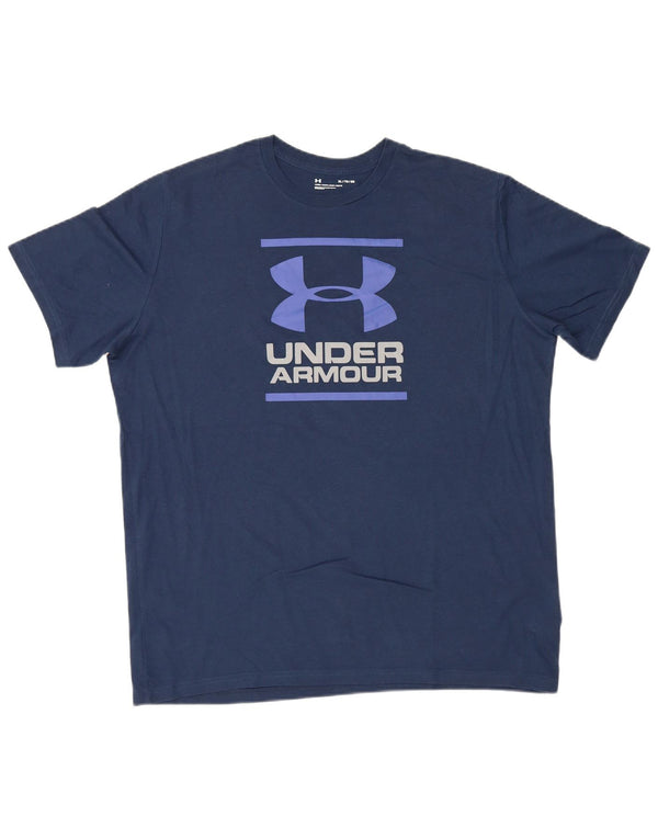 Męska koszulka z grafiką Under Armour, góra XL, granatowa, bawełniana