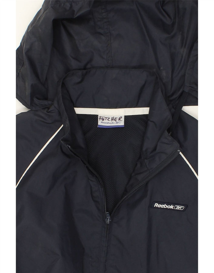 REEBOK Boys Hooded Rain Jacket 13-14 Years Medium Navy Blue Nylon Vintage Reebok and Second-Hand Reebok from Messina Hembry 