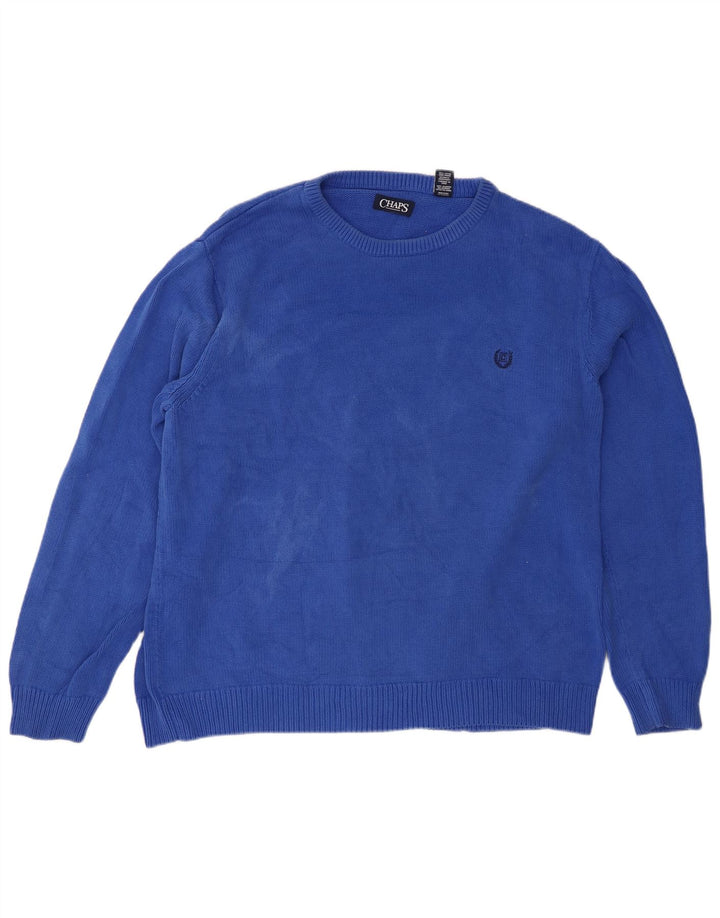 Męski sweter z dekoltem w łódkę Chaps 2XL, niebieska bawełna