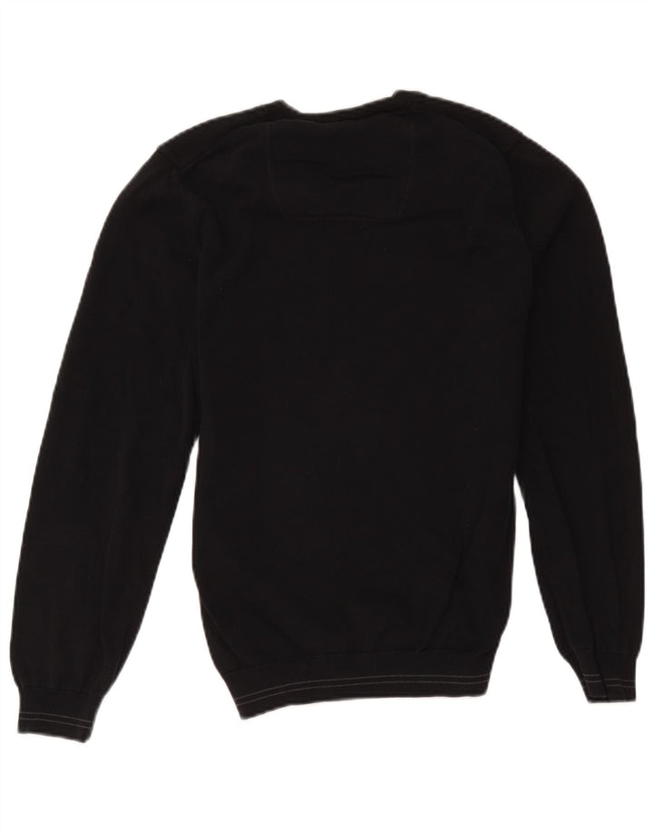 Męski sweter z dekoltem w serek Hugo Boss, mały, czarny, bawełniany