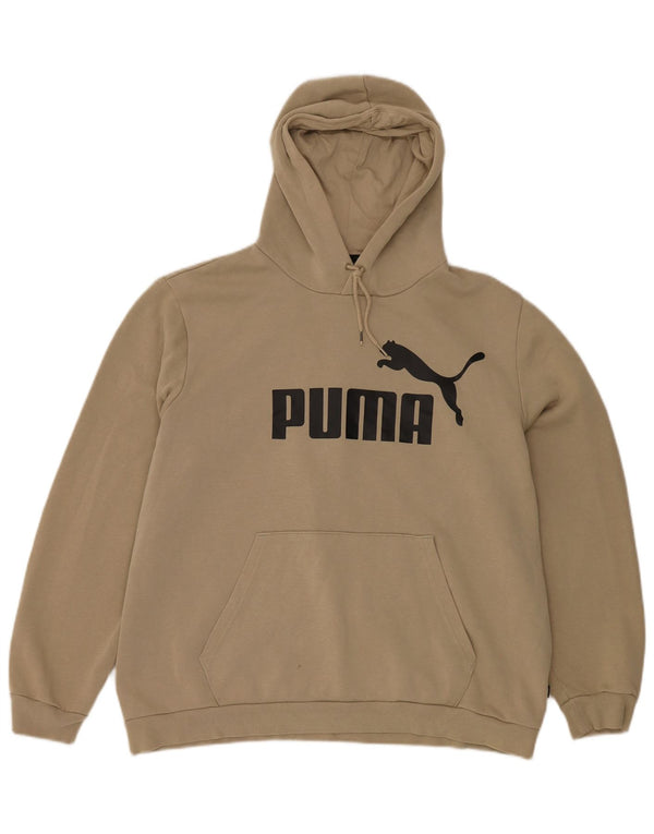 Męski sweter z kapturem i grafiką PUMA XL, beżowy, bawełniany
