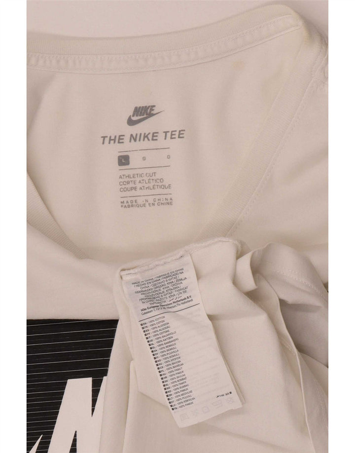 Męski T-shirt Nike o sportowym kroju z grafiką, duży, biały, bawełniany