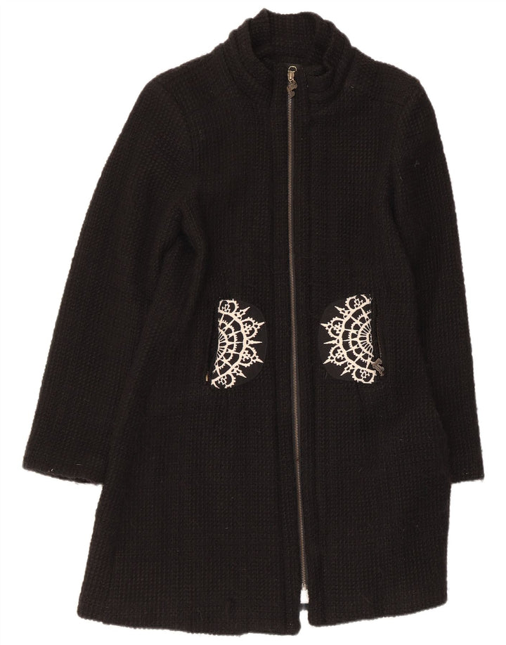 Desigual damski płaszcz EU 42, duży, czarny, akrylowy paisley