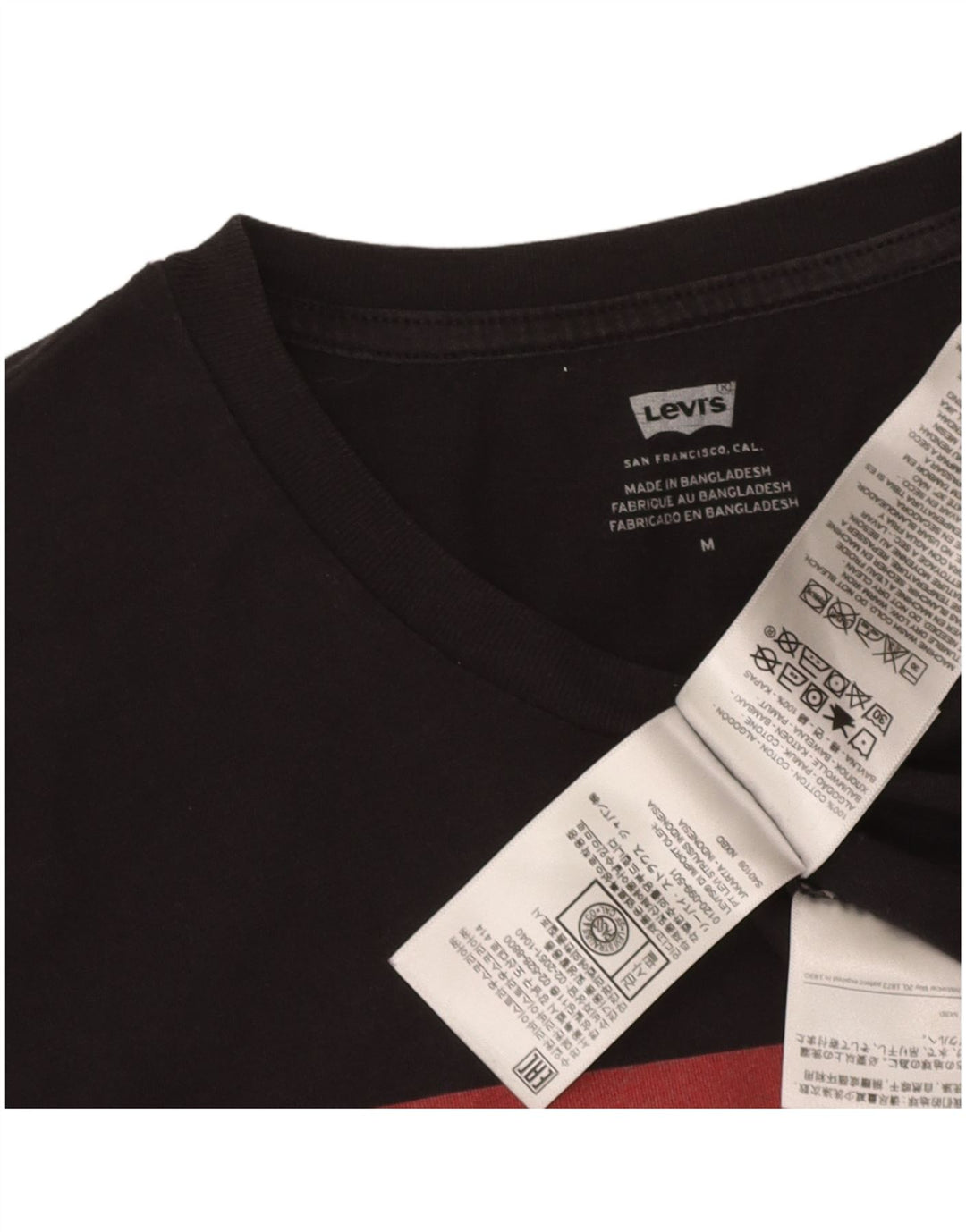 LEVI'S Womens Graphic T-Shirt Top UK 12 Medium Black Cotton