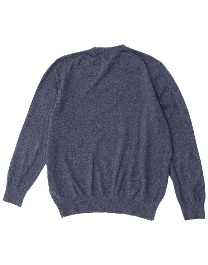 Męski sweter Zara z okrągłym dekoltem, duży, granatowy, akrylowy