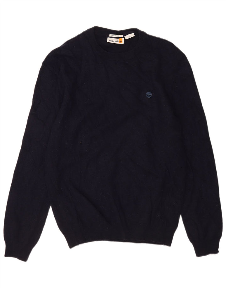 Męski sweter Timberland z okrągłym dekoltem, duży, granatowy, wełniany