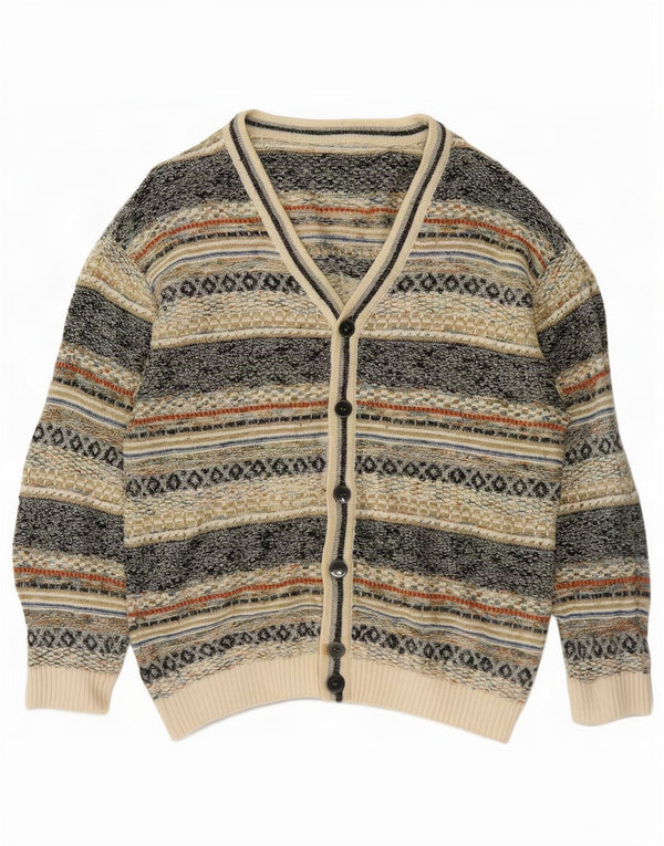 Sweter męski rozpinany w stylu vintage IT 48 Średni wielobarwny, bawełniany Fair Isle