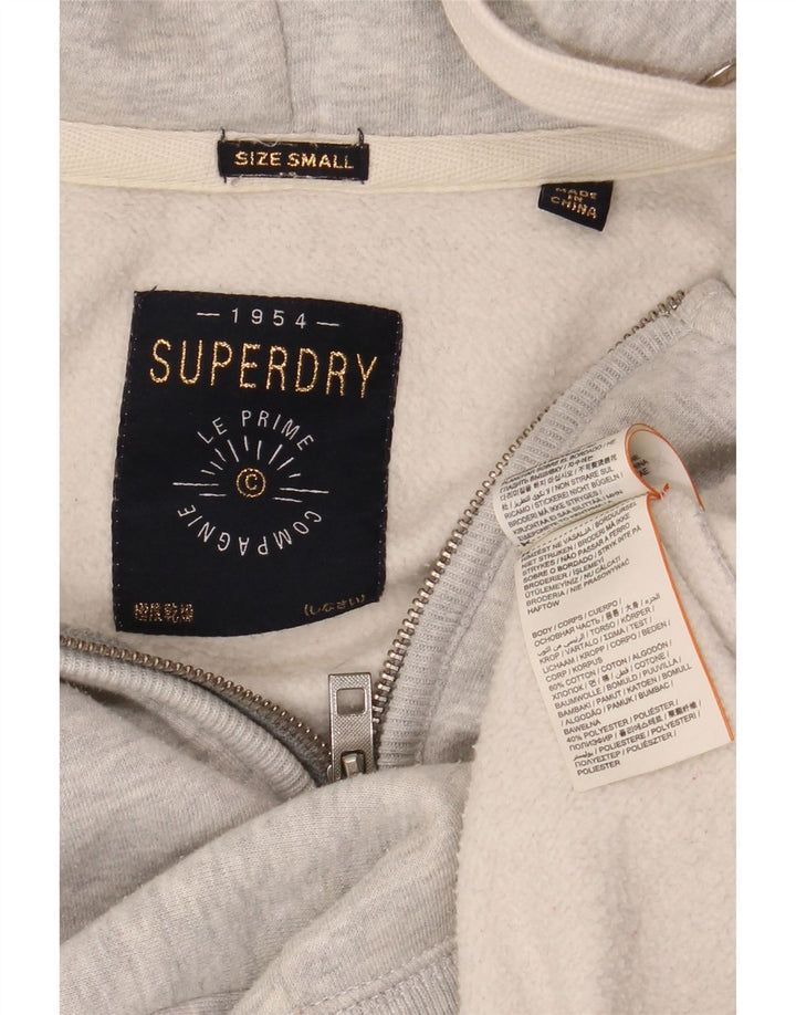 SUPERDRY Męski sweter z kapturem i zamkiem błyskawicznym, mały, szary, bawełniany w cętki