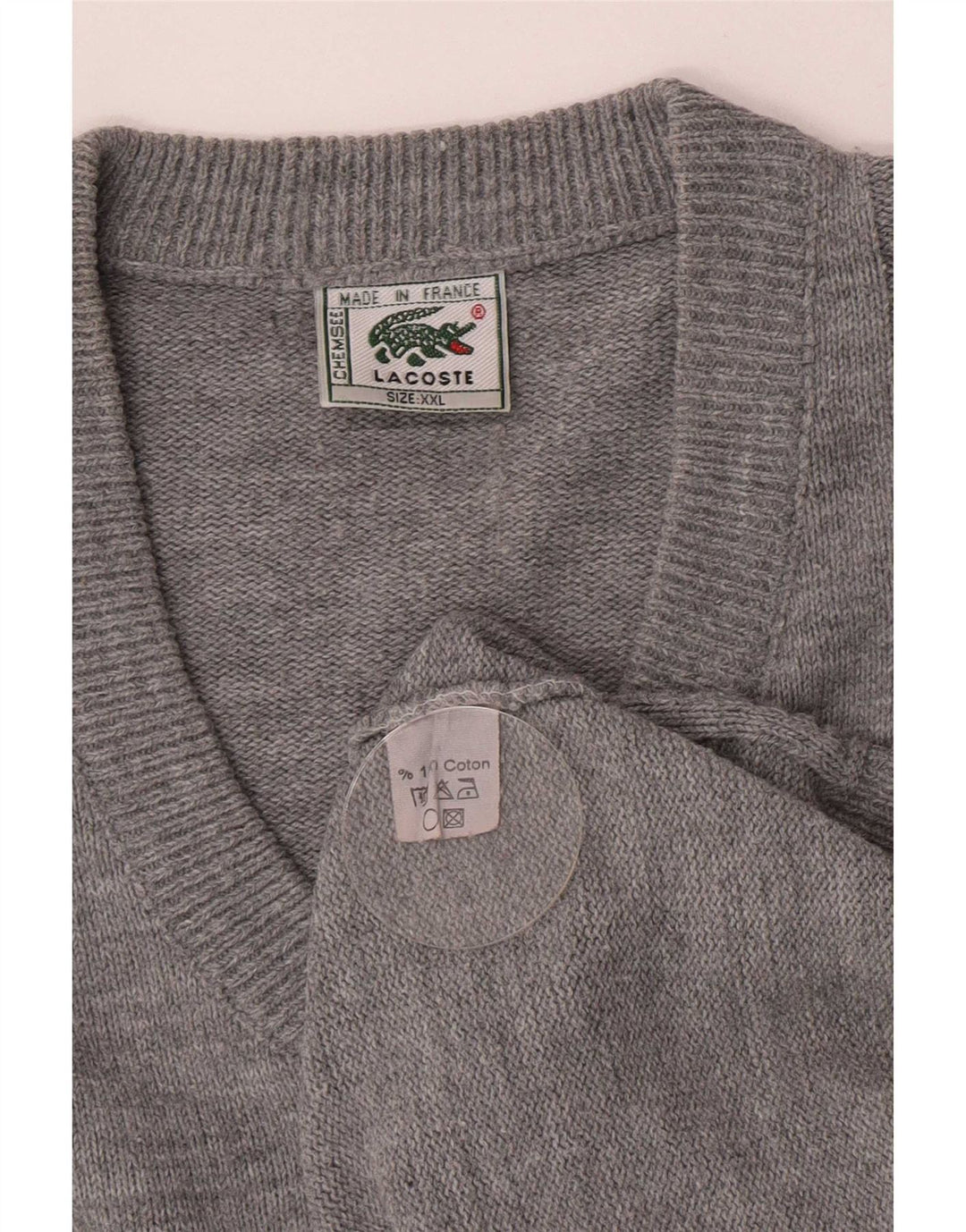 Lacoste Męski sweter z dekoltem w kształcie litery V, 2XL, szary, bawełniany