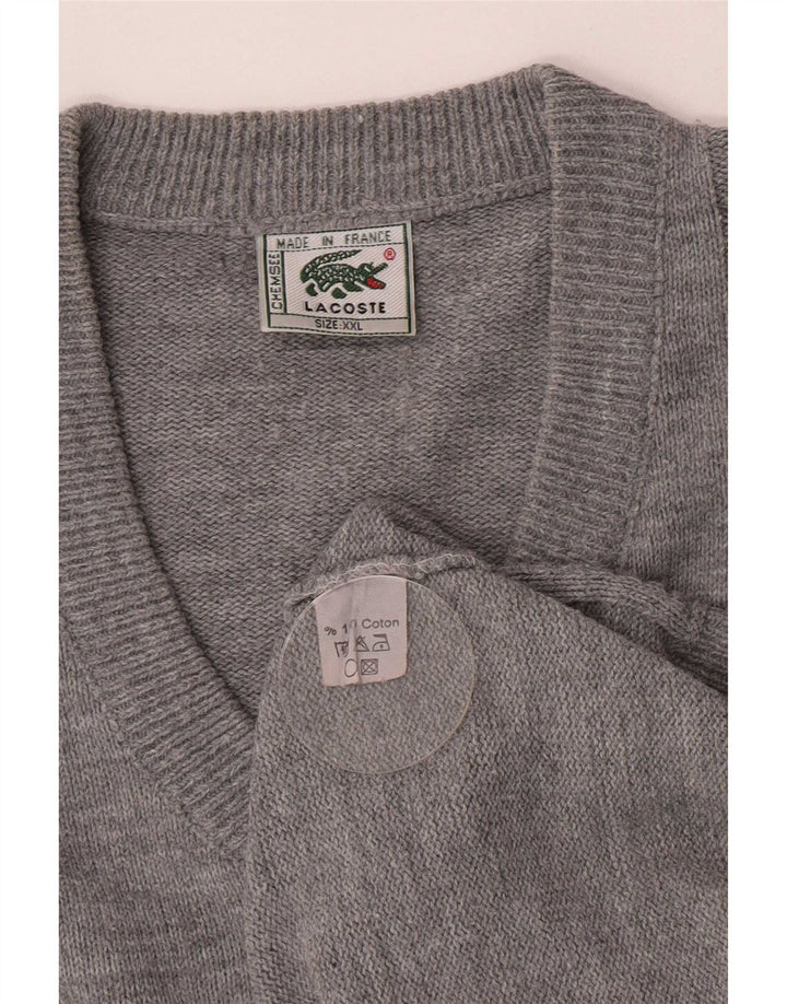 Lacoste Męski sweter z dekoltem w kształcie litery V, 2XL, szary, bawełniany