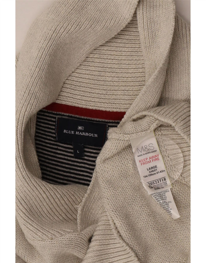 MARKS & SPENCER Męski sweter z szalowym dekoltem, UK 41/43, duży, szary