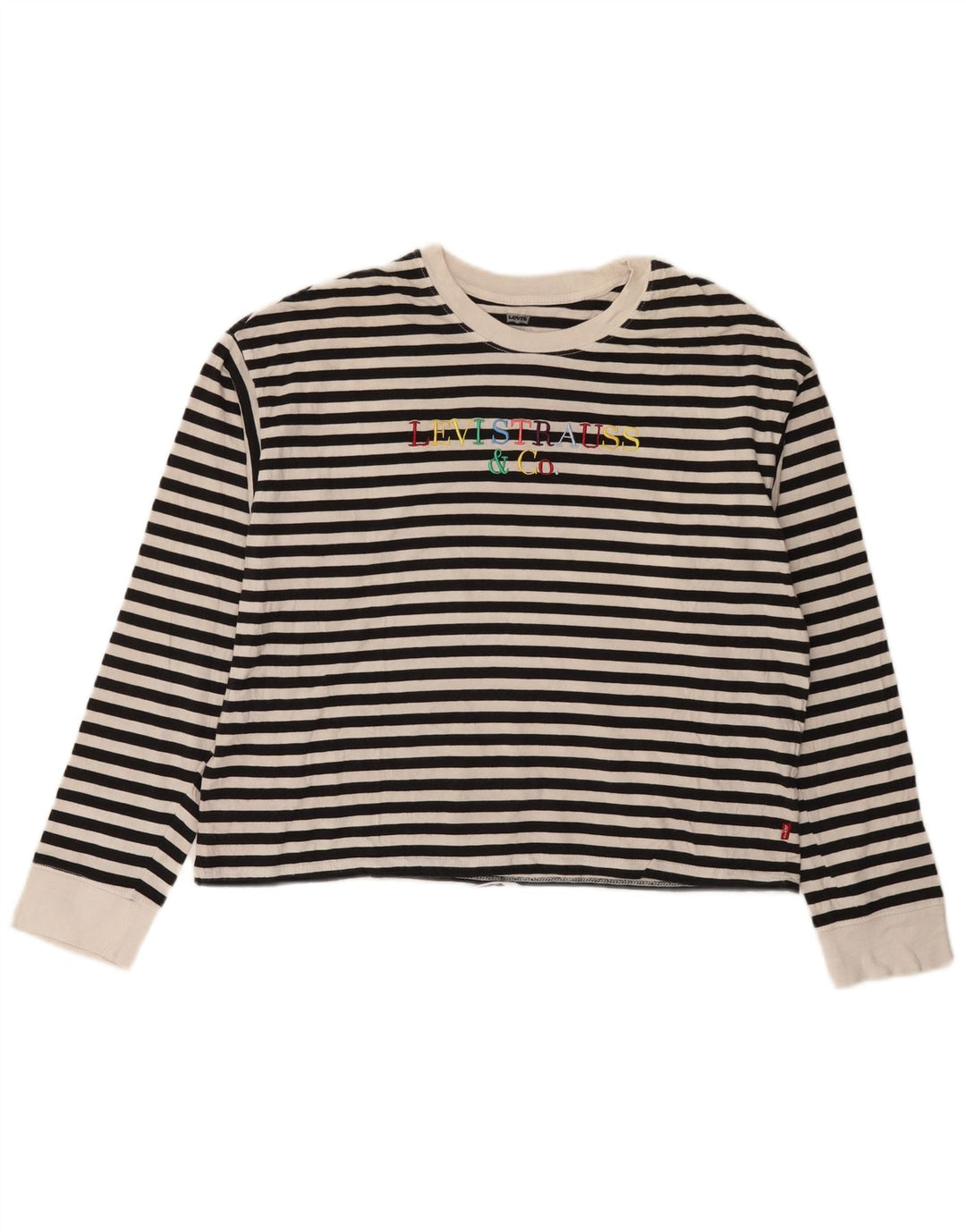 Damski top graficzny LEVI'S z długim rękawem, UK 14, w średnie czarne paski