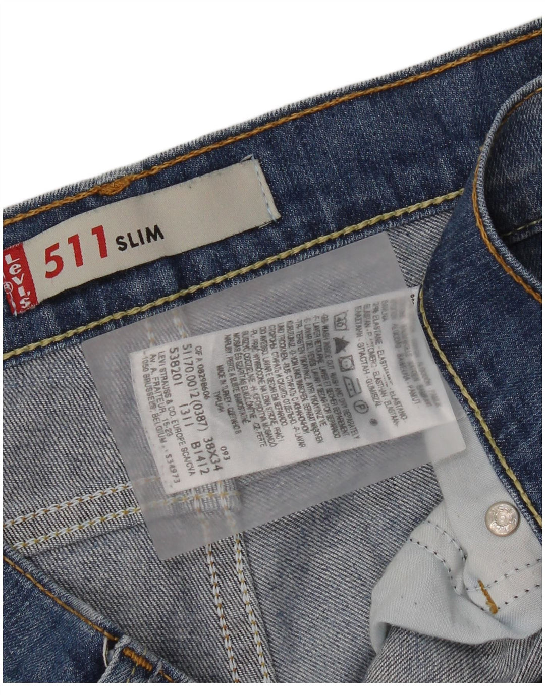 Męskie jeansy Levi's 511 Slim W38 L34 Niebieska bawełna