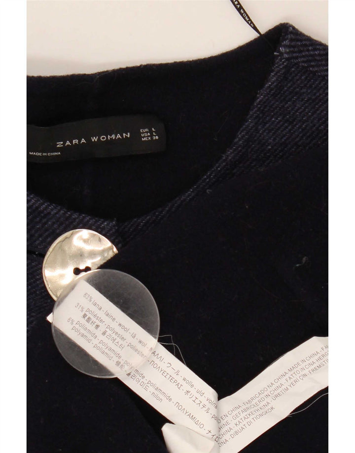 Damski płaszcz oversize z rękawem 3/4 Zara UK 16, duży, granatowy, wełniany