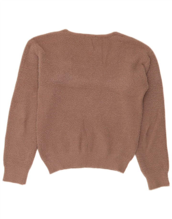 Damski sweter oversize z dekoltem w kształcie litery V Zara UK 10, mały, brązowy poliester