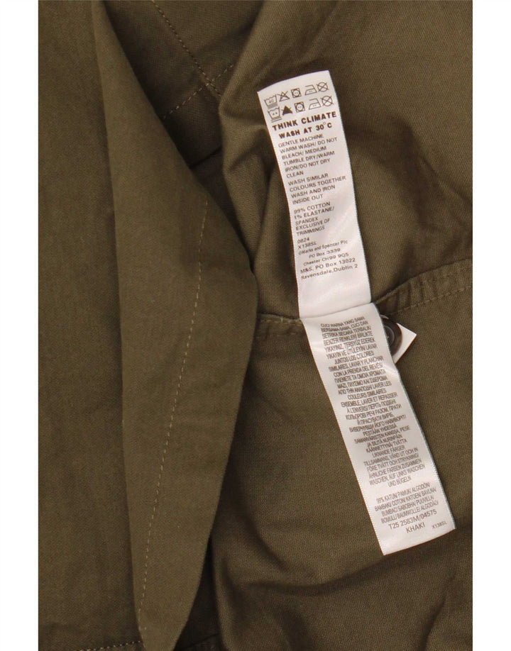 Marks & Spencer Męska koszula wierzchnia, mała, bawełniana khaki