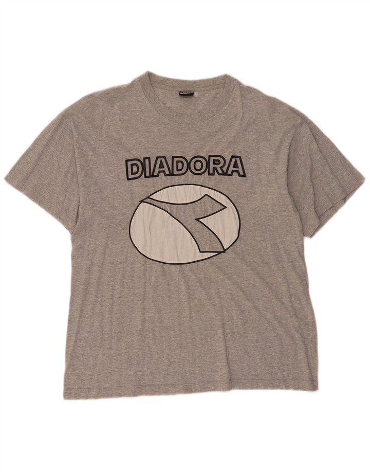 Męski T-shirt z grafiką Diadora, duży, szary