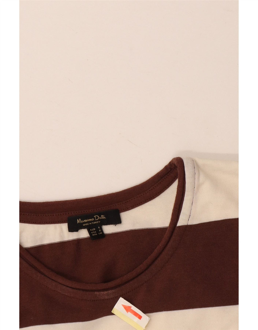 Męski top Massimo Dutti z długim rękawem, w małe brązowe paski, bawełniany