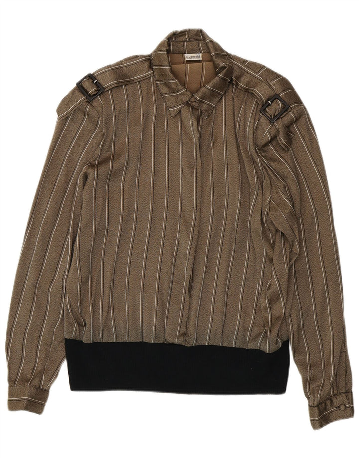 Damska bluzka wojskowa oversize w stylu vintage IT 44 w średnie paski khaki