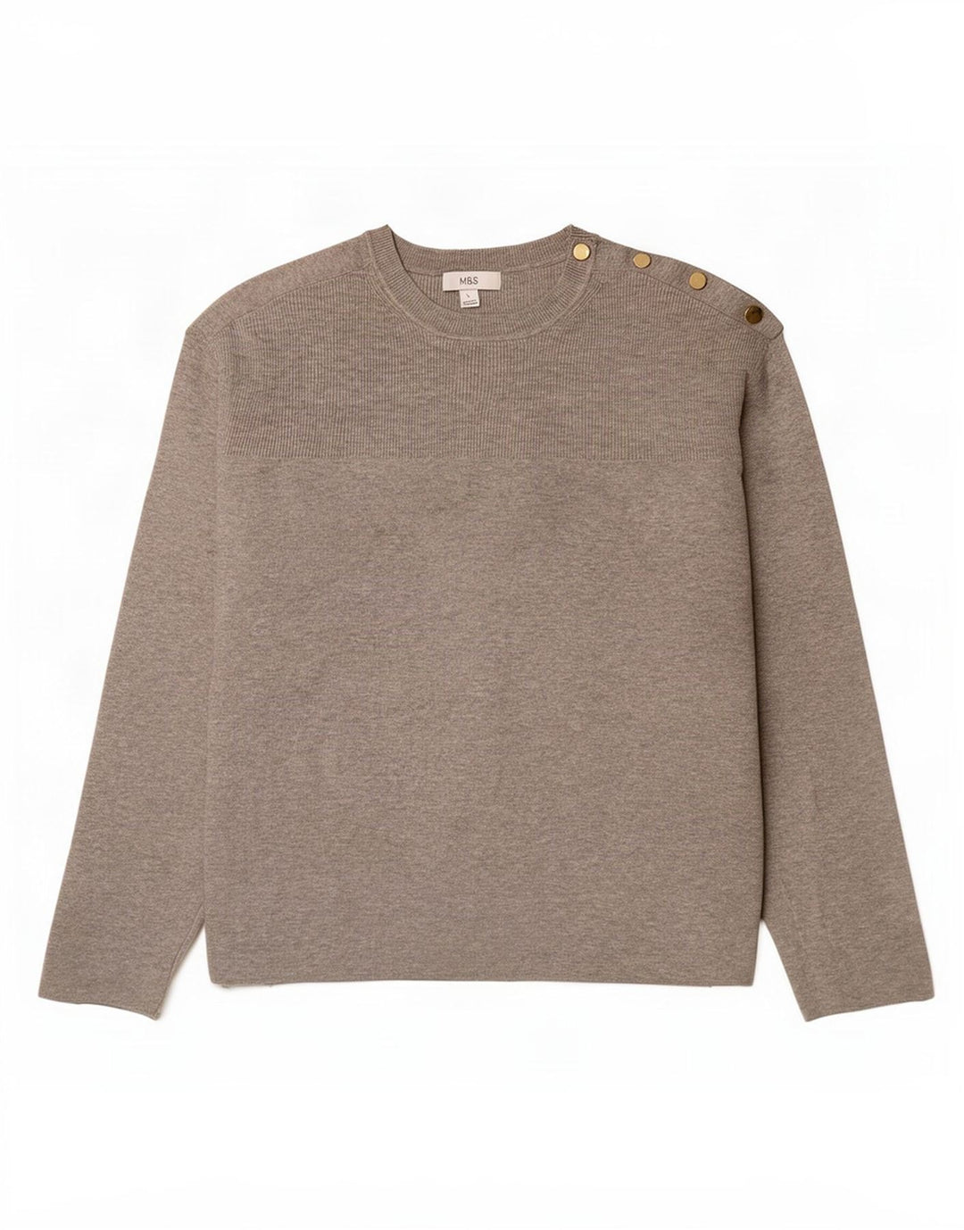 Marks & Spencer Damski sweter oversize z okrągłym dekoltem, UK 16, duży, szary