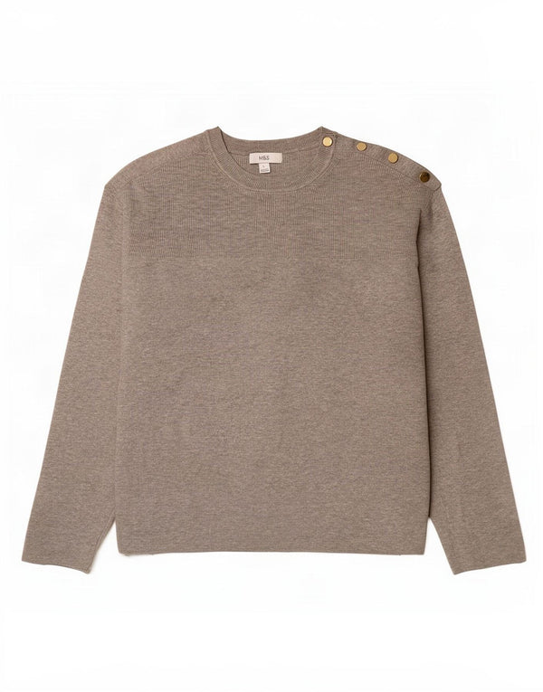 Marks & Spencer Damski sweter oversize z okrągłym dekoltem, UK 16, duży, szary