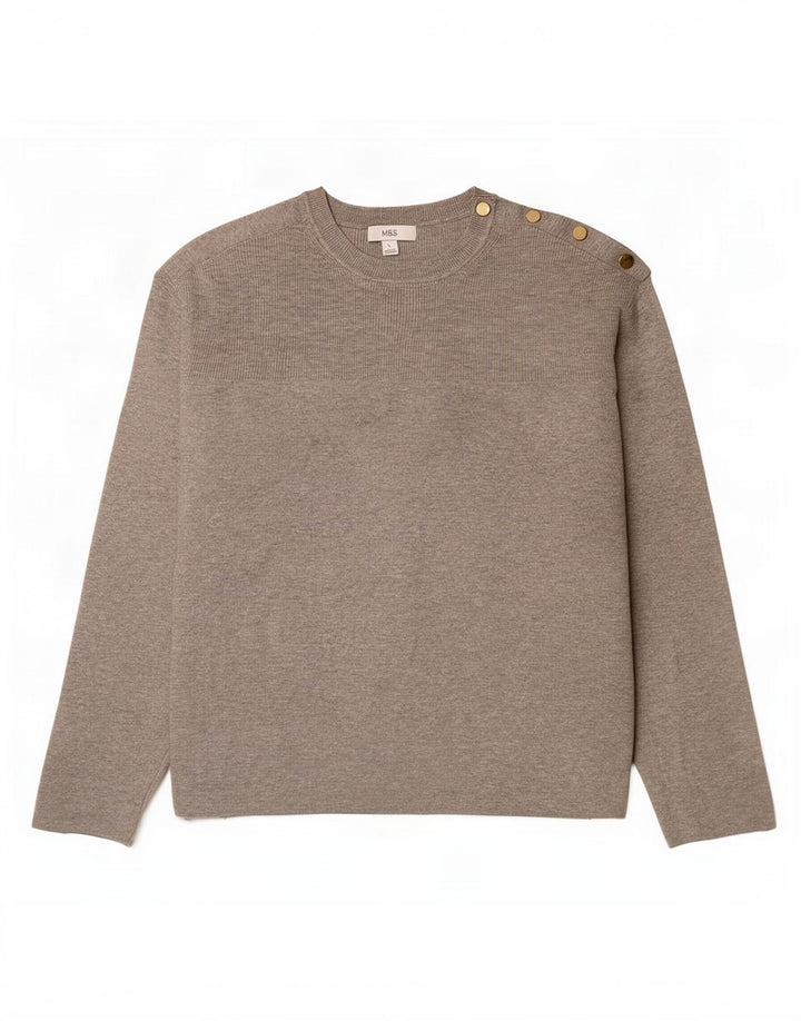 Marks & Spencer Damski sweter oversize z okrągłym dekoltem, UK 16, duży, szary