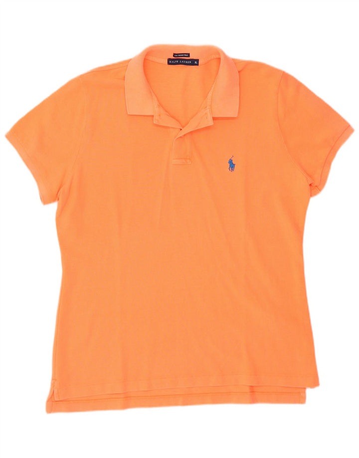 RALPH LAUREN Damska obcisła koszulka polo UK 18 XL Pomarańczowa bawełna