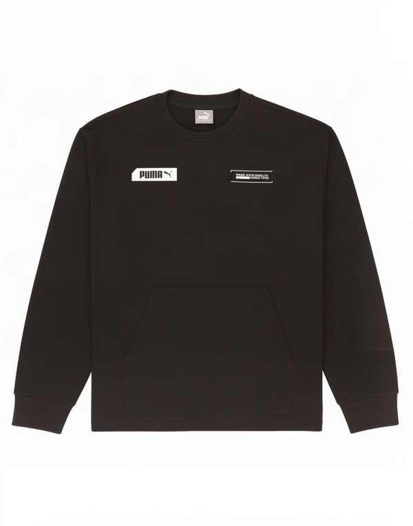 Męska bluza z grafiką Puma, mała, czarna, bawełniana