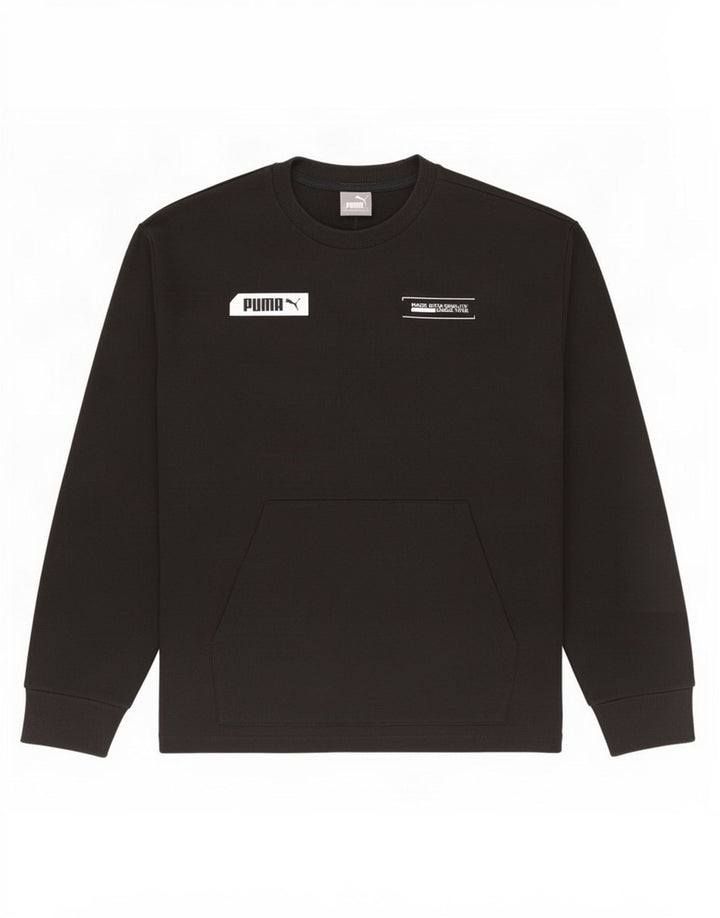 Męska bluza z grafiką Puma, mała, czarna, bawełniana