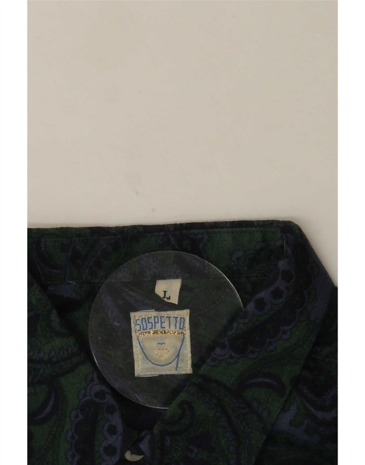 Koszula męska vintage, duża, zielona paisley