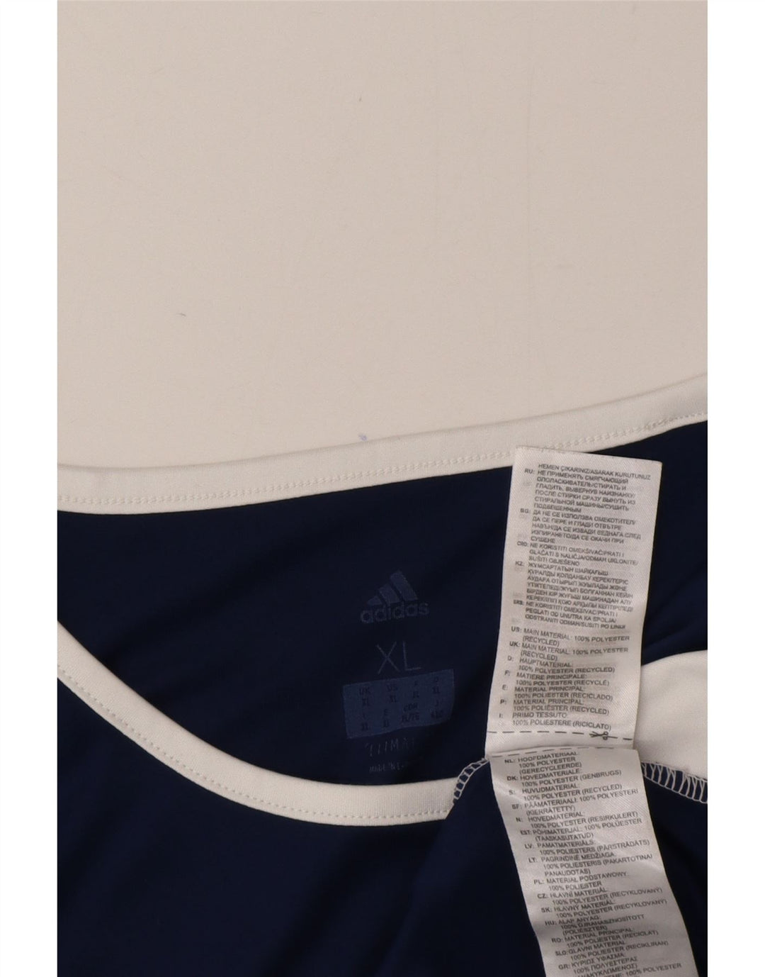Adidas Męska koszulka Climalite Top XL Granatowy poliester z blokami kolorów