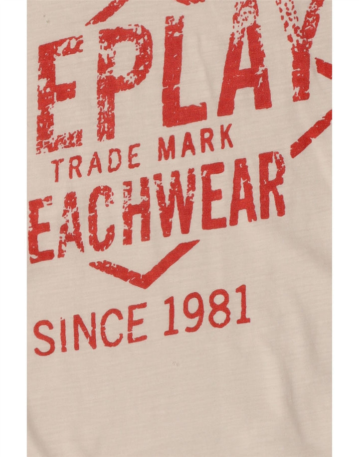Męski T-shirt z grafiką Replay, mały, biały