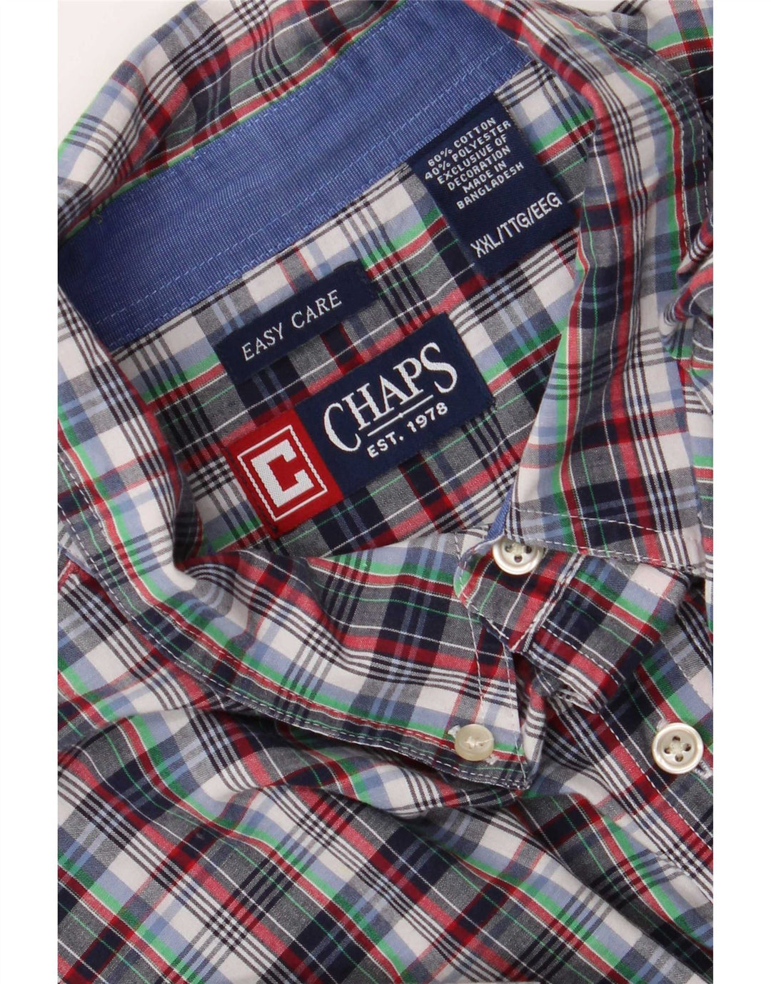 Męska koszula z krótkim rękawem Chaps Easy Care, 2XL, wielobarwna, bawełniana krata