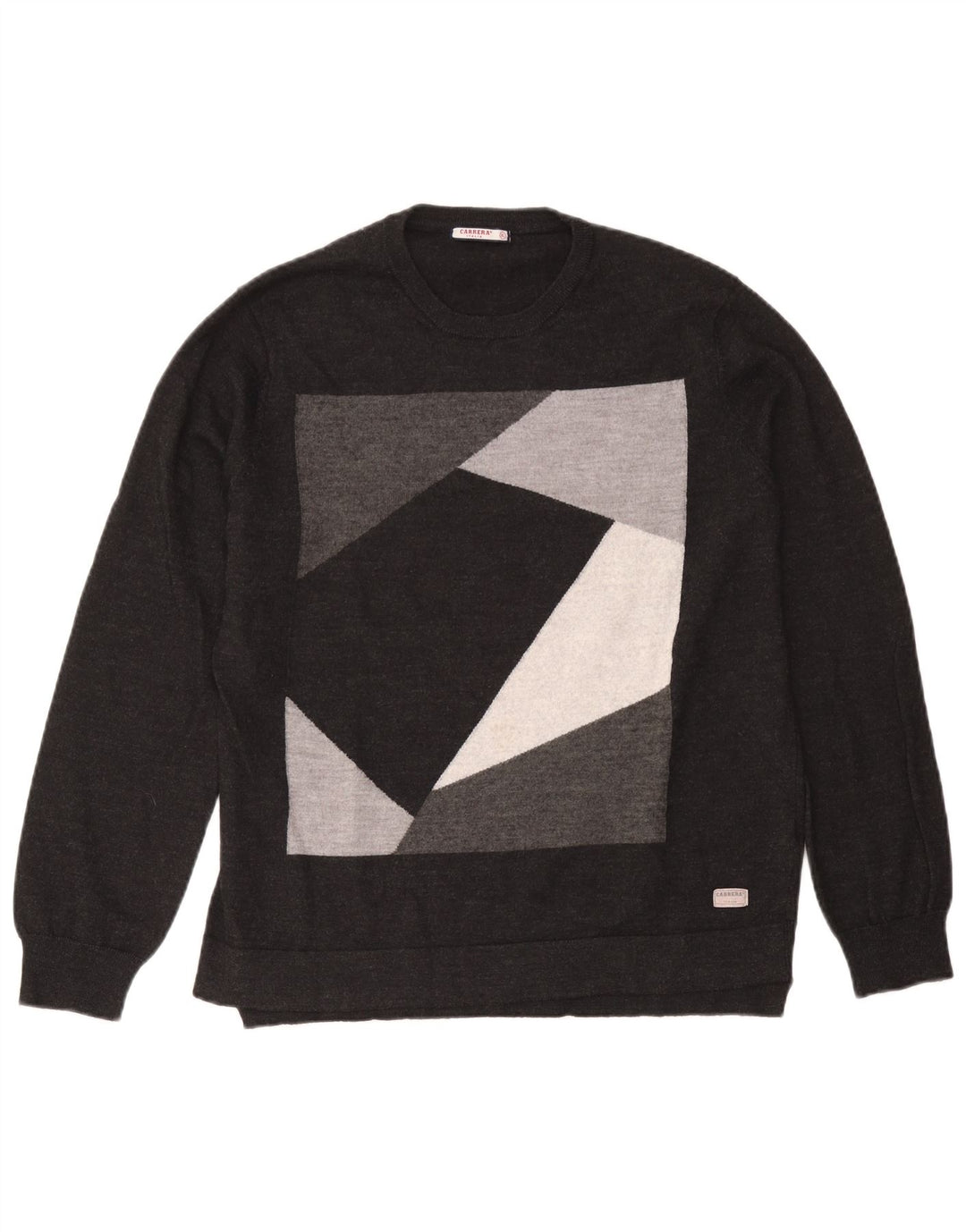 Męski sweter z okrągłym dekoltem Carrera XL, szary, geometryczny akryl