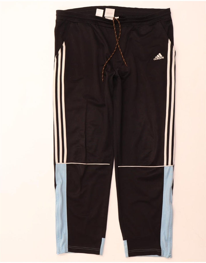 Męskie spodnie dresowe ADIDAS 2XL, czarny poliester z blokami kolorów