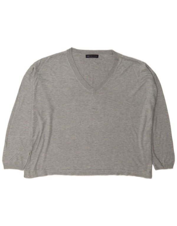 Marks & Spencer Damski sweter oversize z dekoltem w kształcie litery V, UK 18 XL, szary