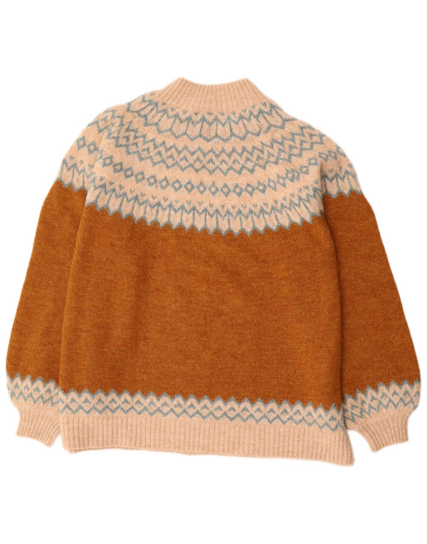 Damski sweter z golfem Superdry UK 14 Large Brown Fair Isle