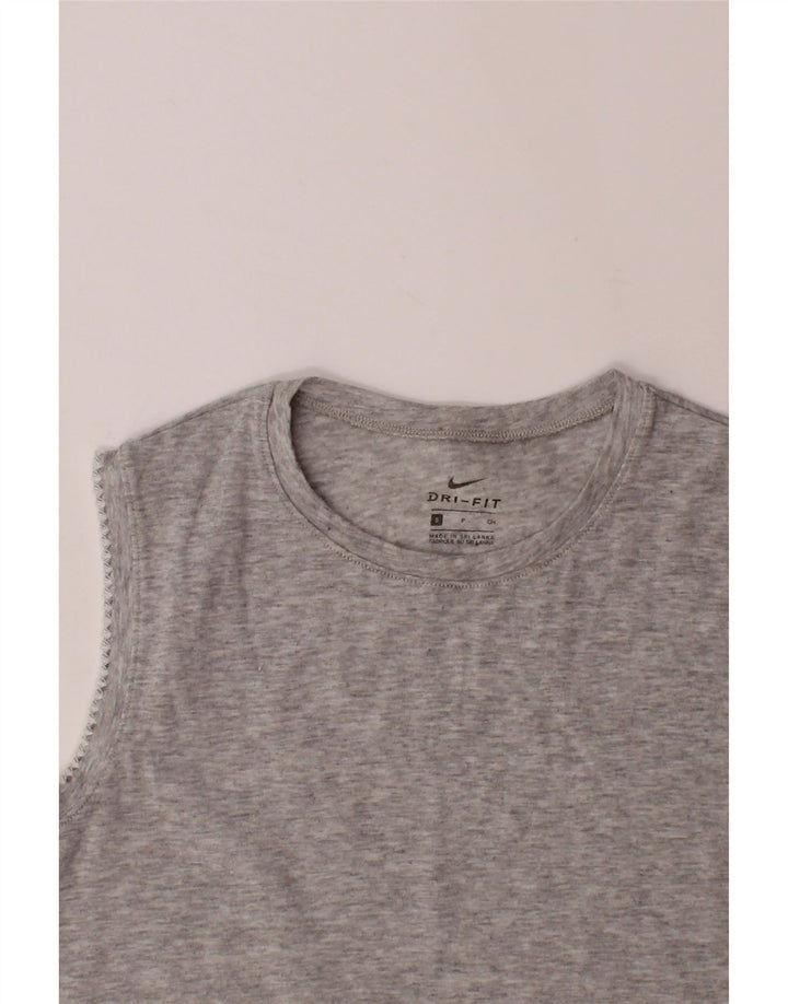 NIKE Womens Dri Fit Vest Top UK 10 Small Grey Vintage Nike and Second-Hand Nike from Messina Hembry 