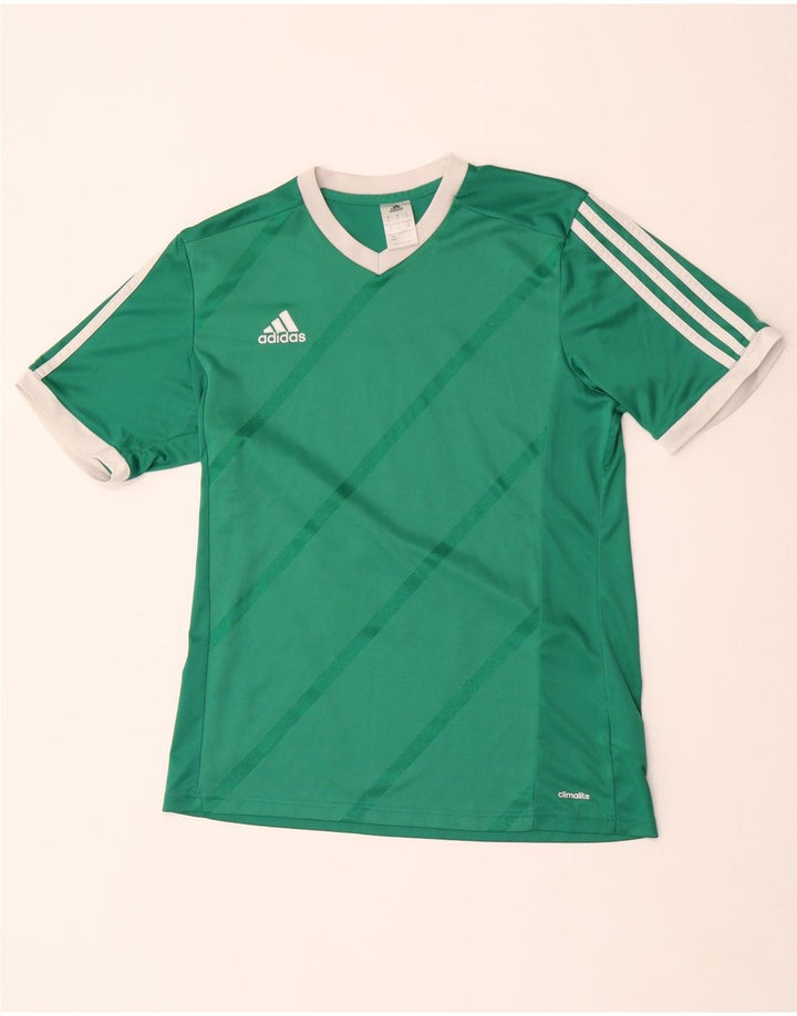 Męska koszulka Adidas Climalite Graphic Top z poliestru w średnie zielone paski