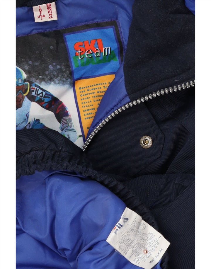Męska kurtka narciarska FILA o luźnym kroju z kapturem IT 50, średni granat, blok kolorów