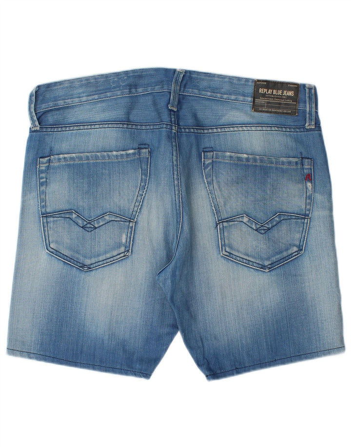 Męskie spodenki jeansowe Replay Waitom W33, duże, niebieskie, bawełniane