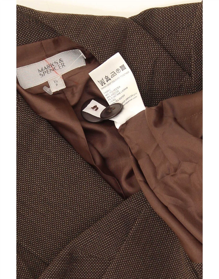 Marks & Spencer Damska marynarka zapinana na 1 guzik UK 14, duża, brązowa wiskoza